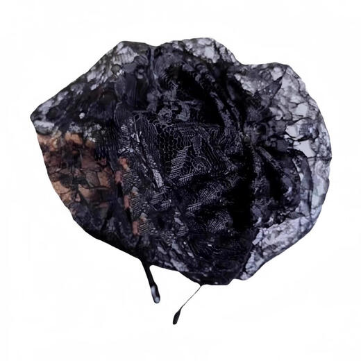 CLCEY half hat headband to cover white hair, Western-style wide-brimmed headband, women's headwear, French lace spring and summer fashion beret, lace half hat black