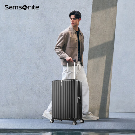 Samsonite Luggage 20-inch Trolley Case Fashionable Vertical Stripe Travel Bag Black GU9 Password Carry-on Case