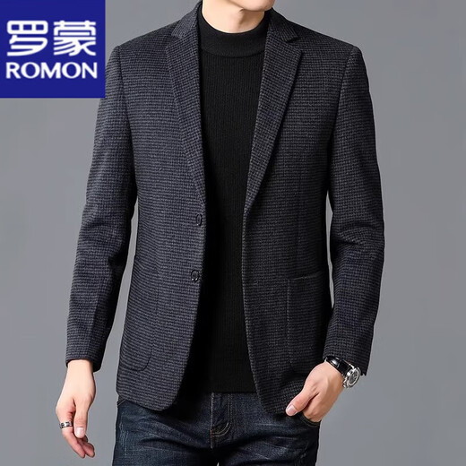 罗蒙（ROMON）羊毛西装外套男士2025年春季新款毛呢单西礼服商务休闲百搭西服男 216藏青色 M 170【90-120斤】