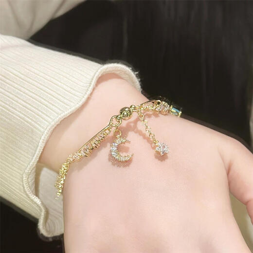 Olevo<Moon>Zircon Moon Star Tassel Bracelet ins niche high-end bracelet women's high-value bracelet M-Zircon Moon Star Tassel Bracelet