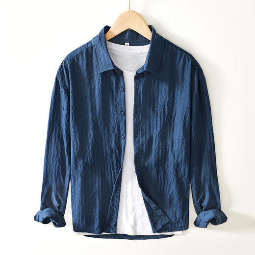 Baumwoll japanische langärmelige Hemd Herren 2025 Frühlings- und Sommertops Inch Shirt Herrenmode und vielseitiges Freizeithemd 1005 Weißer regulärer XL