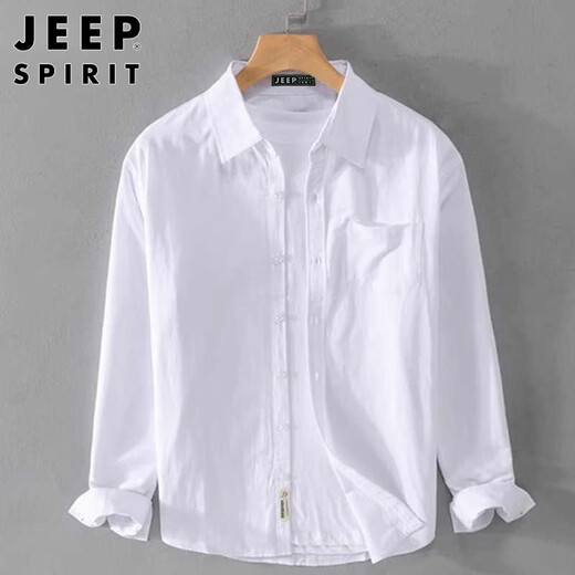 JEEP SPIRIT吉普日系长袖衬衫男士秋冬季宽松休闲纯棉衬衣外套男 浅灰色 2XL