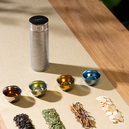 TAIC pure titanium thermos cup high-end titanium art titanium water cup light luxury gift box packaging gift giving Ice Lake Blue 400ml