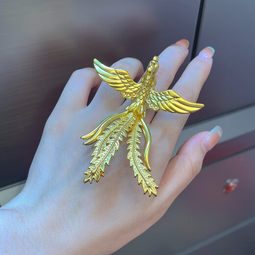 Baishi Qichang Gold Ring Phoenix Women's Pure Gold 999 Wedding Ring Gift Proposal Marriage Gift Girlfriend Birthday Gift Phoenix Dances for Nine Days Phoenix Ring About 5g 5D Version Remarks Circle Number