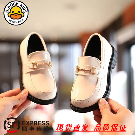 G.duck Little Yellow Duck Girls' Shoes 2024 Spring and Autumn New Children's Princess Shoes Western-style Single Shoes Versatile Soft Sole Leather Shoes Black (Add 1cm to your foot length when ordering) 35 (inner length 21.4cm)