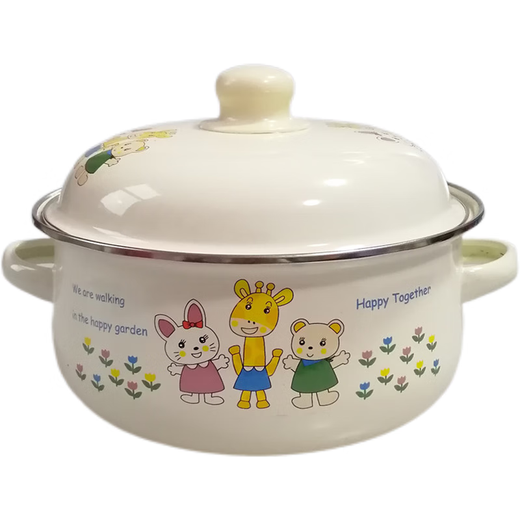 Pupan thickened enamel soup basin household double-ear pot with lid instant noodle bowl stew soup pot induction cooker heating soup bowl stew medicine pot lucky pot thickened 16cm