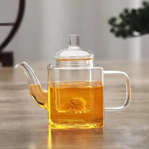 New Chinese teapot household tea brewing device tea water separation explosion-proof thickened glass high temperature resistant square teapot 350ml 1 piece