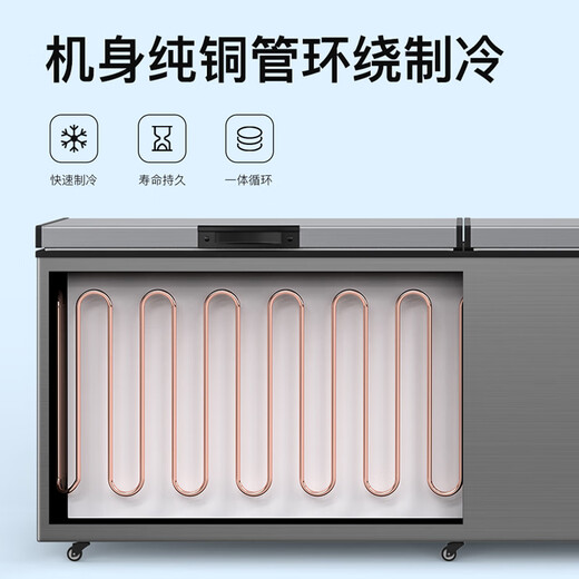 Nixue Freezer Commercial Household Freezer Horizontal Large Capacity Full Freezer Display Cabinet Frozen Refrigerator Large Freezer 688 Single Temperature Copper Tube-Xingyao Gray Intelligent Temperature Control Expansion Edition Level 1 Energy Consumption