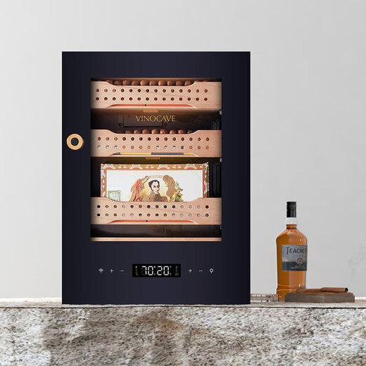 Vinokraf constant temperature and humidity controlled cigar cabinet for home use moisturizing South American cedar wood insect-proof balanced humidity black 50AH 50L