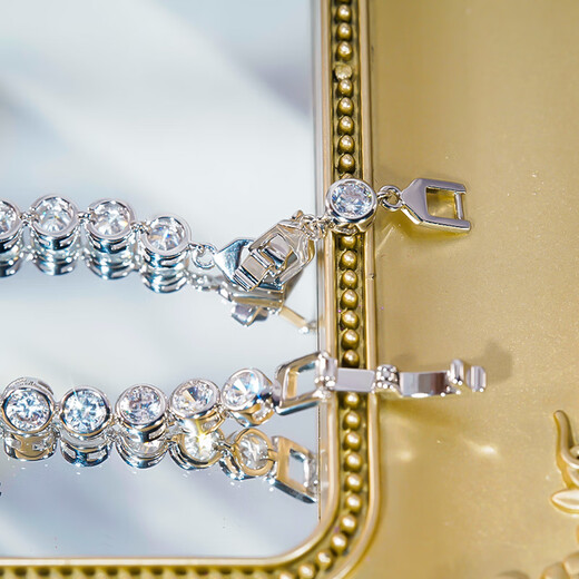 Guanpu Pavilion Fat Donglai same style pt950 platinum moissanite bracelet PT950 full diamond tennis 30 minutes fashionable diamond-encrusted hand PT950 steel seal 15cm