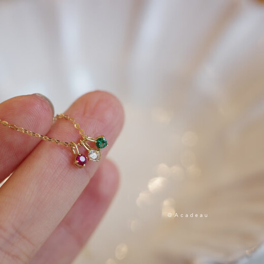 Junbu 3-color 2.5mm mini zircon pendant. 10K gold small diamond pendant bracelet tail pendant red single pendant, chain not included