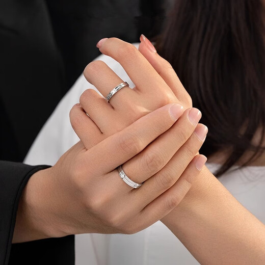 Flagship quality, offline same style couple rings, 38th Women's Day Valentine's Day gift, platinum PT950 ring, men's (platinum ring) certificate + gift box, fixed ring (contact customer service or remarks)