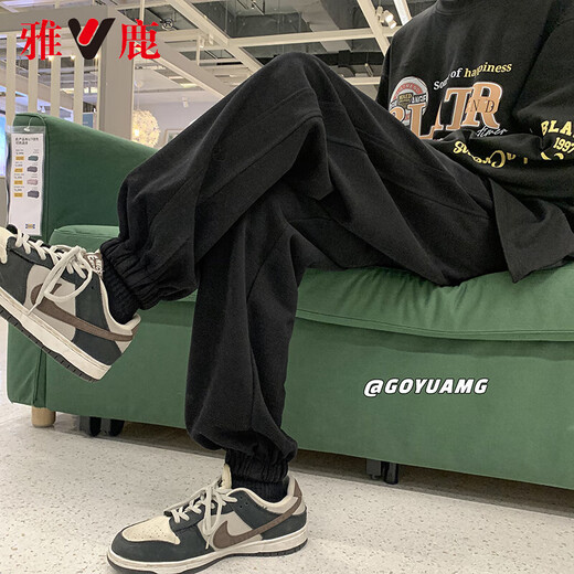 Yalu Pants Men's Spring and Autumn Trendy Men's Pants Men's Leg Loose Pants Sports Casual Pants Spring and Autumn Men's Gray Leg Leg XL Recommended Weight 120-140 Jin Jin is equal to 0.5 kg