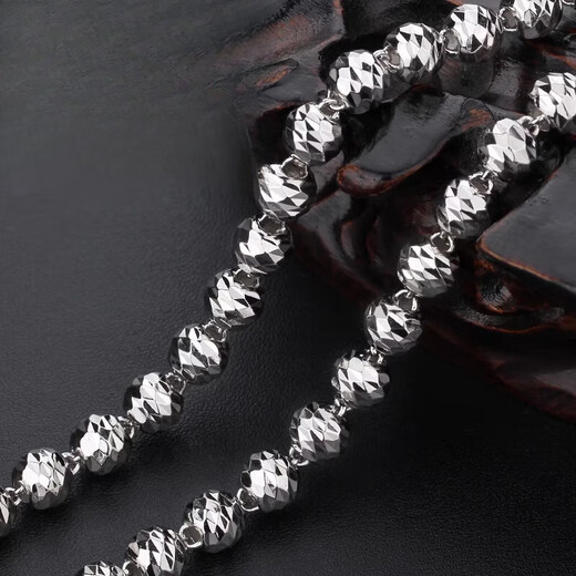 Guanpu Pavilion Fat Donglai same style men's platinum necklace men's platinum-plated domineering Buddha beads transfer bead chain women's trendy silver decoration radium 6 mm 60 cm
