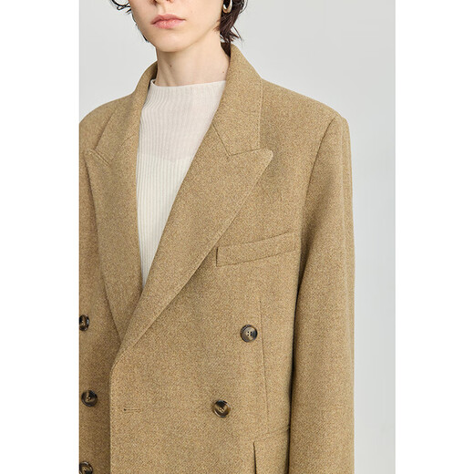 LILY2025 new winter women's wool blended thickened retro temperament commuting casual high-end suit jacket 227 rock yellow S