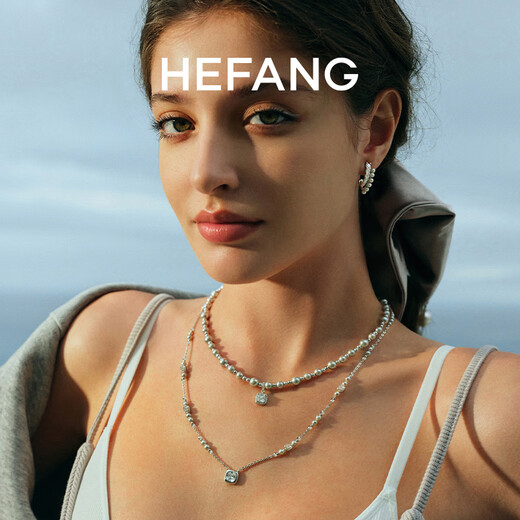 HEFANG Hefang Jewelry Starlight Sugar Cube Long Necklace Necklace for Women Light Luxury and High-end Birthday Gift for Girlfriend Silver Gray