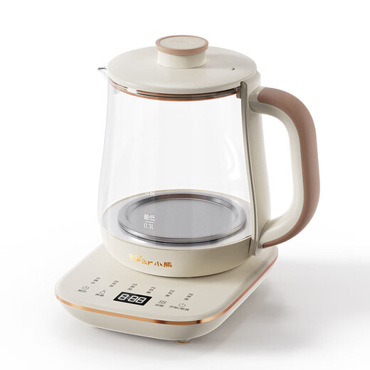 Bear small bubble health pot office kettle noise reduction anti-foam 1 liter mini glass flower teapot thermostatic kettle tea boiler tea kettle YSH-L10P1 1L