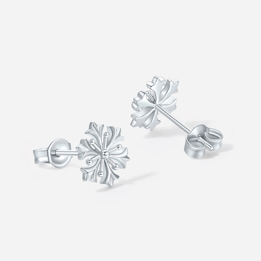 Saturday Fortune (ZLF) pt950 platinum earrings for women, classic shiny snowflake earrings for your girlfriend, one pair - 2.11g