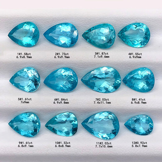 Blue Xianghe 7 apatite bare stone Paraiba color ring surface drop-shaped 18k gold and silver men and women ring pendant earrings bracelet 0.92 carats 12#