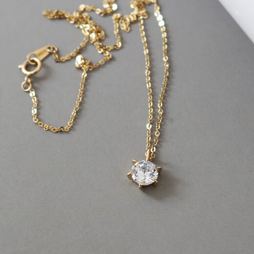 Fujiu Korea imported pure 14K gold small pendant sparkling zircon simple pendant necklace matching clavicle chain for women separate pendant without chain pure 14K gold