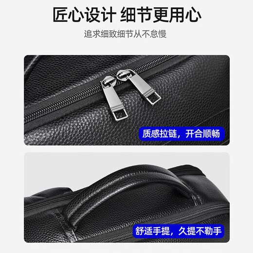 CHUONGKAIYE backpack for men's head layer cowhide backpack for business commuting computer bag holiday gift light luxury men's bag casual schoolbag black [CK9030 light luxury style]