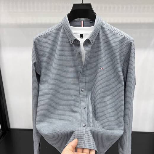 TOME BORNEK American Tommy long-sleeved shirt men's spring and autumn new fashion business casual Oxford cloth cotton shirt jacket green L 125-145Jin Jin equals 0.5 kg