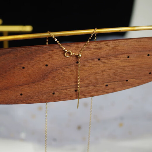 Yage imported from the United States 14K gold-plated fine flash o needle necklace Passepartout hanging pendant naked chain can be worn in the shower, the total length is about 45cm adjustable