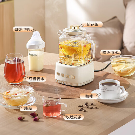 JIEXG health pot mini health cup electric stew cup office teapot teapot small one-person flower teapot kettle electric teacup 1L stand-alone model 0 glue all glass