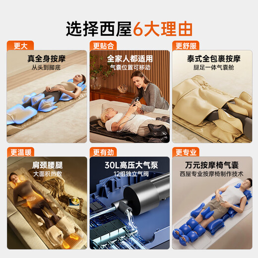 Westinghouse S200/S206/S206Pro Massage Mat Full Body Stretch Mat Lying Mat Bed Folding Massage Chair Home Mini Waist Back Massage Mattress Parents Gift Gift S206Pro Normandy Gray Leg and Foot 360 Degree Wrapping Massage Relax and Have a Good Sleep