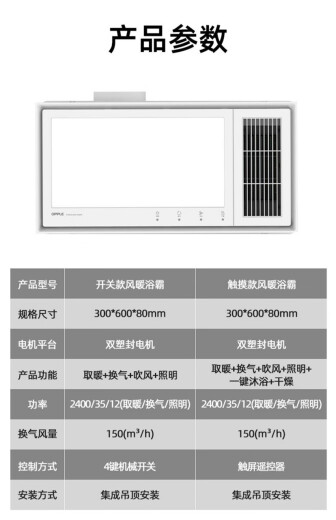 欧普照明（OPPLE）欧普照明C6210 无线E6210 C6102 C6110暖风浴霸集成吊顶嵌入式 C6102按键开关 2450w