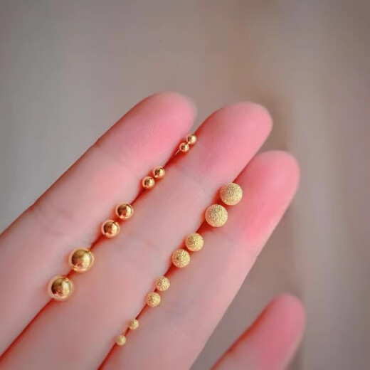 OFK Old Phoenix 999 Gold Ear Hole Hypoallergenic Earrings Small Gold Peas Mini Gold Beads Small Ears Sparkling Gold Frosted Old Phoenix Gold Store Style 3mm (Mini)