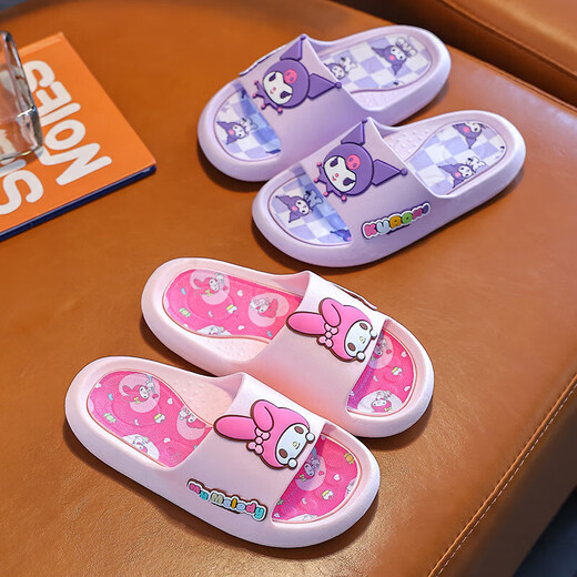 Sanrio Melody Children's Pantoffeln Sommermädchen Innen Badedurchgang Anti-Schlupf-Baby Home Home Boy Flip Flops Purple Kuromi 36/37 [innere Länge ist ca. 22,5 cm]