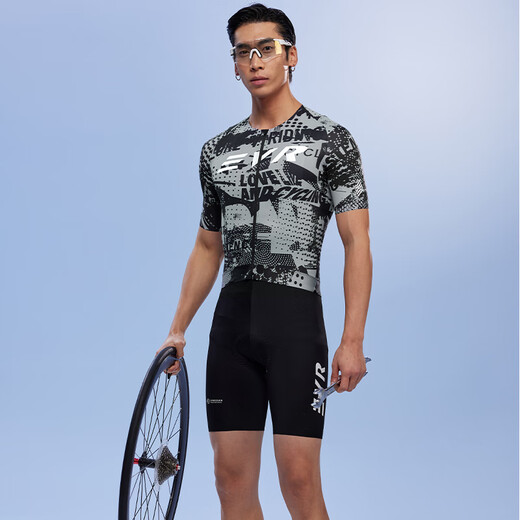 EVR cycling jersey men's short-sleeved summer graffiti printed top breathable quick-drying high elastic and thin variable speed-dark purple M