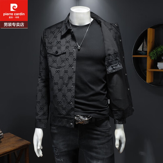 Pierre Cardin 2025 Spring New Printed Jacket Men's Large Size Lapel Jacket Thin Slim Fit Trendy European Station Handsome Fashion Brand Main Picture Model 2XL 135-150Jin Jin is equal to 0.5 kg