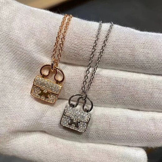 Olevo Kangkang bag H necklace women's 18K rose gold plated high-end clavicle chain light luxury diamond high quality letter pendant new white gold