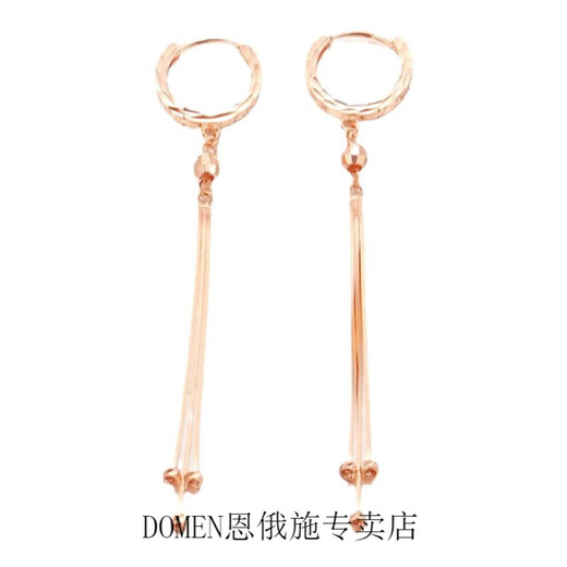 DOMEN Old Phoenix Gold Store silver-plated Russian purple gold tassel snake bone earrings for women, 18K color gold-plated Japanese and Korean fashionable pair of snake bone earrings rose gold