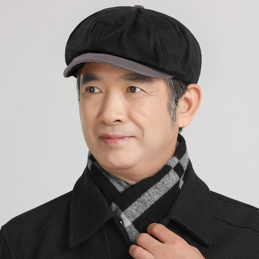 Product design spring and summer pumpkin hat for middle-aged men in autumn new retro octagonal hat dad hat western style grandpa autumn and winter trend khaki M elastic (57 to 59c)