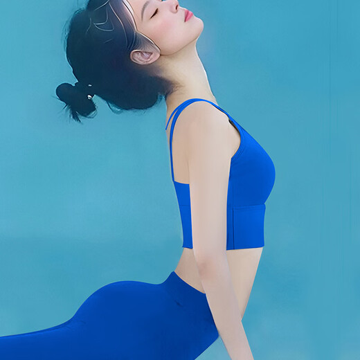 Shuangxiu Yoga Suit Women's 2025 New High-Looking Pilates Professional High-end Fashion Sports Tops Fitness Vest Klein Blue Suit Store Recommended S (80-100)