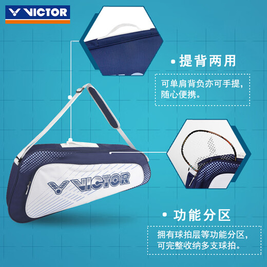 Nouveau sac de badminton de VICTOR, sac à main multifonction, sac à bandoulière, sac de raquette de badminton de la série de base de 3 paquets BR2103 Sac de raquette de 3 paquets BR2103/B pierre bleue