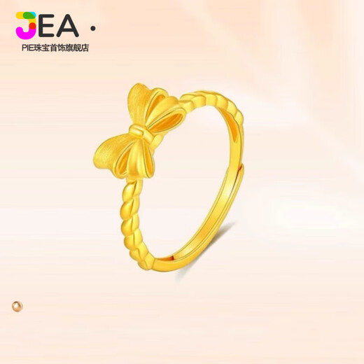 Jea.Pie Boutique Bow Gold Ring Women's Gold Filled Silver Adjustable Gold Solid Silver Ring Valentine's Day Twist Bow Ring (0.6g) Opening Adjustable