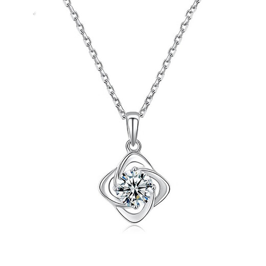 Saturday blessing 950 platinum four-leaf clover necklace girls clavicle chain moissanite diamond pendant birthday 520 gift suitable for 20 gifts