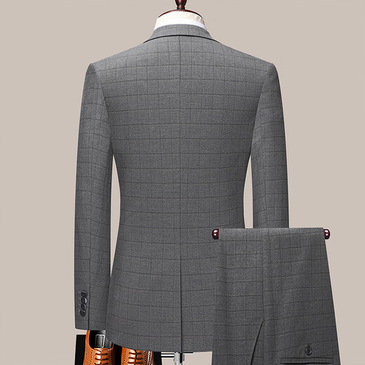 SUSTYLE luxury high-end brand men's high-end suit suit men's new business professional formal suit dress gray gift box XL 175