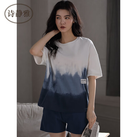 诗静雅（SHIJINGYA） 睡衣女夏季纯棉薄款短袖短裤家居服夏天时尚休闲可外穿套装 CXH 12210女短袖 L 女(推荐100-120斤)