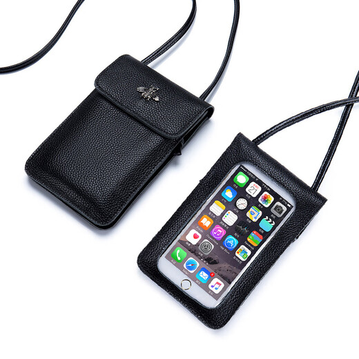 Yunfan Touchscreen Real Leder Mobiltelefon Tasche Mini Damen Crossbody Tasche Neue transparente Top -Layer -Brustwarzen kleine Leder -Mobiltelefontasche Weiche Leder 3519 Wein rot