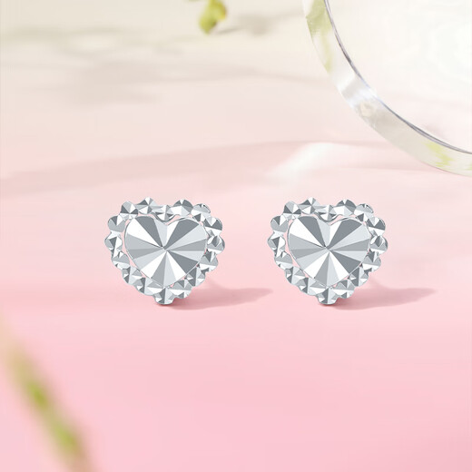 Saturday Fu PT950 platinum earrings for women, platinum car flower sparkling love earrings, one pair - 1.54g