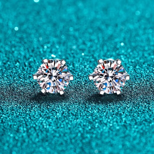 Guanpuge Fat Donglai same style pt950 platinum moissanite earrings 4MM short needle gold moissanite PT950 six-claw screw simple 20 points single