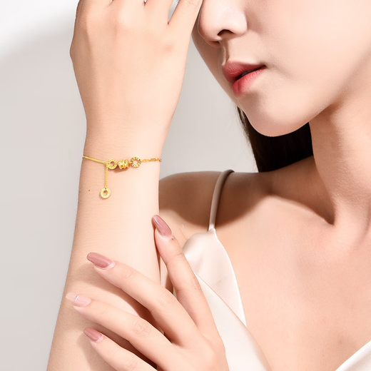 Mo Qianxue gold bracelet for women 99 pure gold double chain 18k gold small waist bracelet for Valentine's Day for girlfriend small waist bracelet 10cm