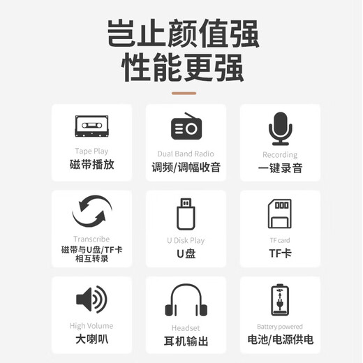 Panda (PANDA) f378 repeater tape player tape recorder English listening treasure learning Walkman U disk player tape player junior high school students special children's ear grinding F-535 white repeater/recording/transcription USB