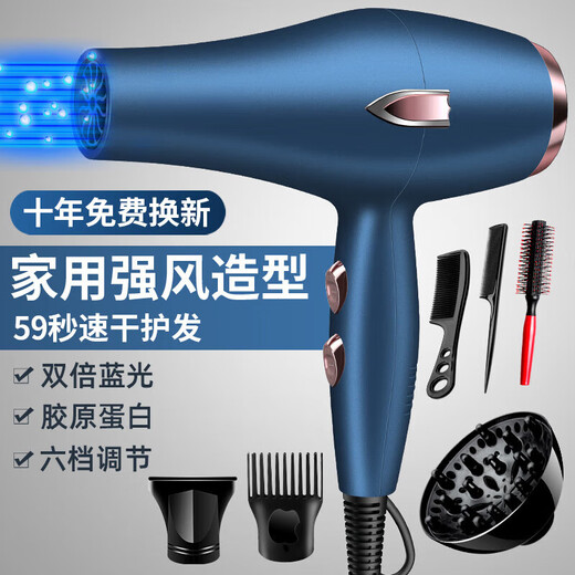 Philips (PHILIPS) same style German hair dryer for home use, hair salon, high power 2200w, barber shop negative ion hot and cold wind mute, German blue 18000 wind power, home use, free six years, 10 years
