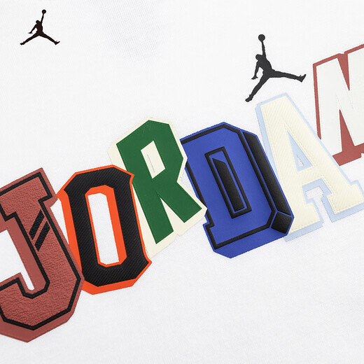 NIKE JORDAN Nike AJ boys pure cotton short-sleeved T-shirt 2025 summer new color logo children's short-sleeved pure white cotton 110/56 recommended height 104-110cm